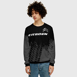 Свитшот мужской Citroen speed на темном фоне со следами шин посере, цвет: 3D-черный — фото 2