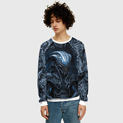 Свитшот мужской Зловещий ксеноморф, цвет: 3D-белый — фото 2