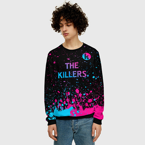 Мужской свитшот The Killers - neon gradient посередине / 3D-Черный – фото 3