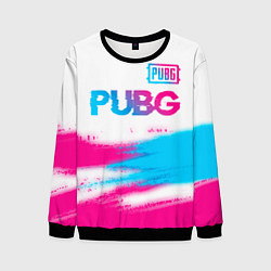 Свитшот мужской PUBG neon gradient style посередине, цвет: 3D-черный