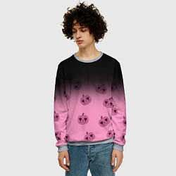 Свитшот мужской Черно-розовый градиент и хэллоуинские тыквы паттер, цвет: 3D-меланж — фото 2