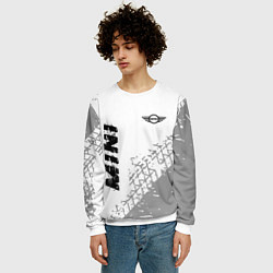 Свитшот мужской Mini speed на светлом фоне со следами шин вертикал, цвет: 3D-белый — фото 2