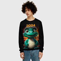 Свитшот мужской Зеленый дракон 2024, цвет: 3D-черный — фото 2
