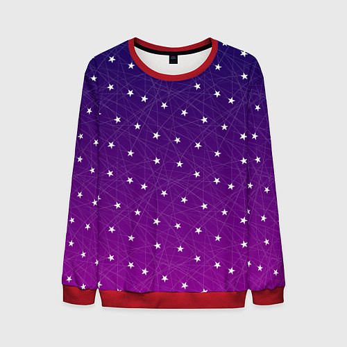 Мужской свитшот Звёзды на сиреневом / 3D-Красный – фото 1
