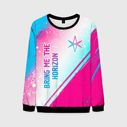 Мужской свитшот Bring Me the Horizon neon gradient style вертикаль