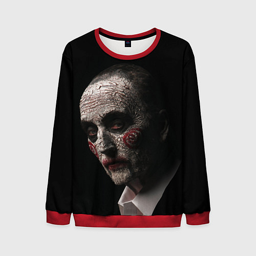 Мужской свитшот Джон Крамер пила в гриме куклы / 3D-Красный – фото 1