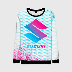 Свитшот мужской Suzuki neon gradient style, цвет: 3D-черный