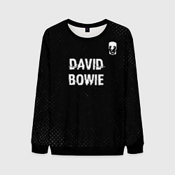 Свитшот мужской David Bowie glitch на темном фоне посередине, цвет: 3D-черный