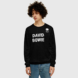 Свитшот мужской David Bowie glitch на темном фоне посередине, цвет: 3D-черный — фото 2
