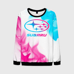 Свитшот мужской Subaru neon gradient style, цвет: 3D-черный