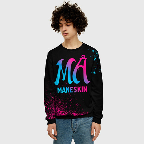 Мужской свитшот Maneskin - neon gradient / 3D-Черный – фото 3