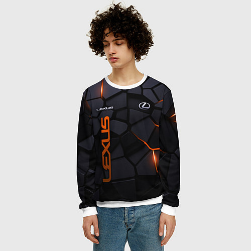 Мужской свитшот Lexus - плиты с эффектом свечения / 3D-Белый – фото 3