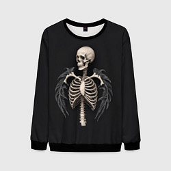 Свитшот мужской Необычный скелет с крыльями, цвет: 3D-черный
