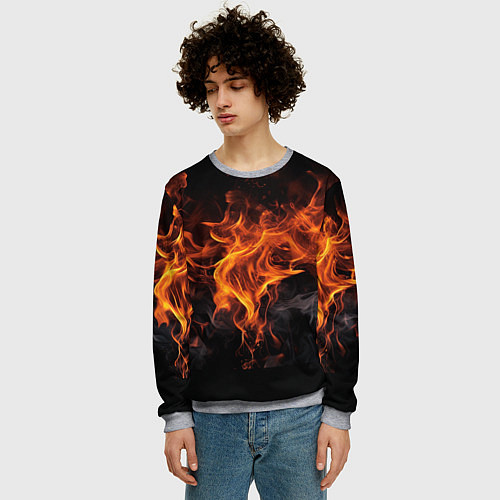 Мужской свитшот Огонь и дым / 3D-Меланж – фото 3