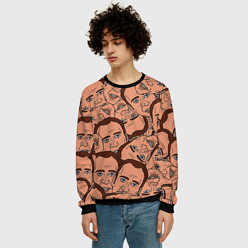 Мужской свитшот Николас Кейдж мульт / 3D-Черный – фото 3