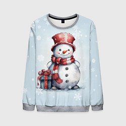 Свитшот мужской New Years cute snowman, цвет: 3D-меланж