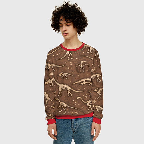 Мужской свитшот Dinosaurs bones / 3D-Красный – фото 3