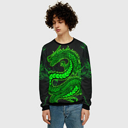 Свитшот мужской Зеленый дракон с эффектом свечения, цвет: 3D-черный — фото 2