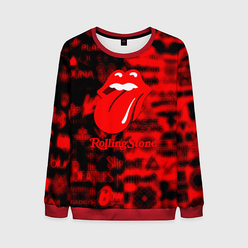 Мужской свитшот Rolling Stones logo групп / 3D-Красный – фото 1