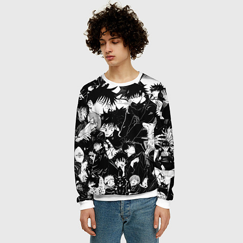 Мужской свитшот Мэгуми Фушигуро - Магическая битва / 3D-Белый – фото 3