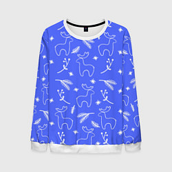 Мужской свитшот Синий рождественский принт с оленями