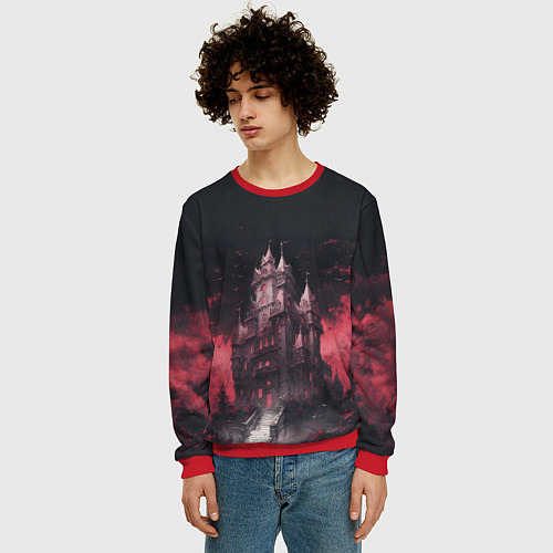 Мужской свитшот Готический замок / 3D-Красный – фото 3