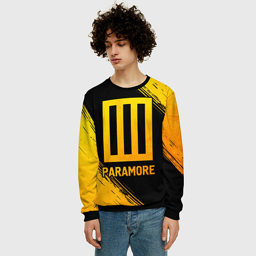 Мужской свитшот Paramore - gold gradient / 3D-Черный – фото 3