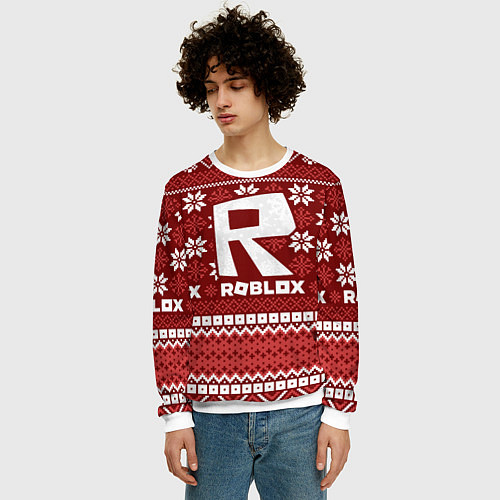 Мужской свитшот Roblox christmas sweater / 3D-Белый – фото 3