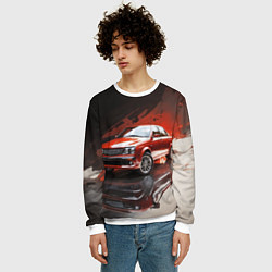Свитшот мужской Автомобиль на абстрактном фоне, цвет: 3D-белый — фото 2