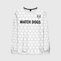 Свитшот мужской Watch Dogs glitch на светлом фоне посередине, цвет: 3D-белый
