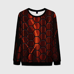 Свитшот мужской Огненные шестигранники соты, цвет: 3D-черный