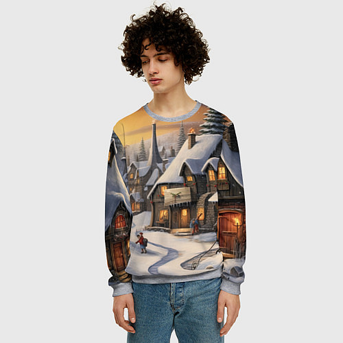 Мужской свитшот Необыкновенные приключения под новый год / 3D-Меланж – фото 3