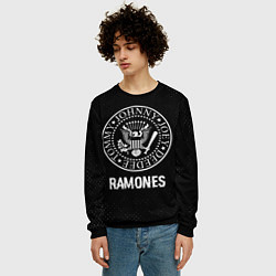 Свитшот мужской Ramones glitch на темном фоне, цвет: 3D-черный — фото 2