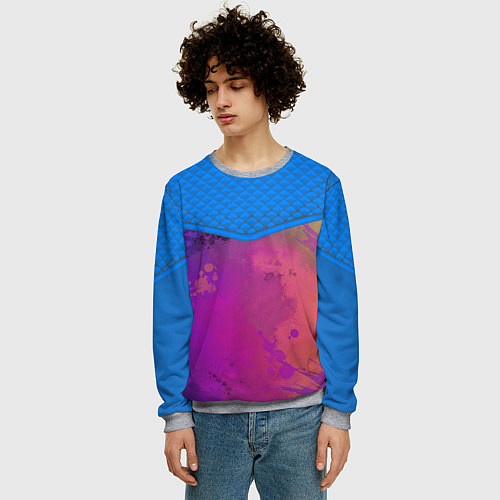 Мужской свитшот Кляксы и цветной туман / 3D-Меланж – фото 3