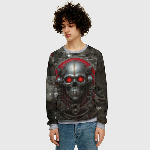 Мужской свитшот Металлический череп / 3D-Меланж – фото 3