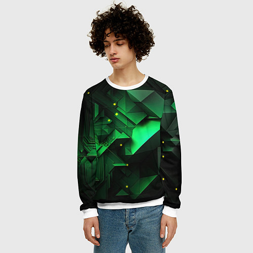 Мужской свитшот Визуальные иллюзии в геометрии / 3D-Белый – фото 3