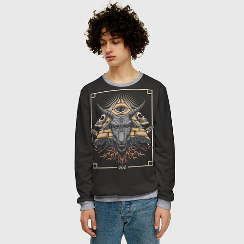 Мужской свитшот Бафомет 666 / 3D-Меланж – фото 3