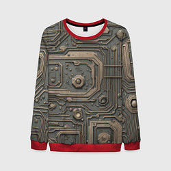 Мужской свитшот Металлическая ржавая обшивка с микросхемами и гайк