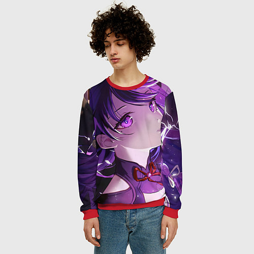 Мужской свитшот Genshin Impact Raiden Baal / 3D-Красный – фото 3