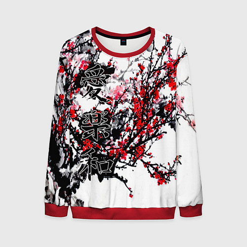 Мужской свитшот Японский стиль иероглифы / 3D-Красный – фото 1