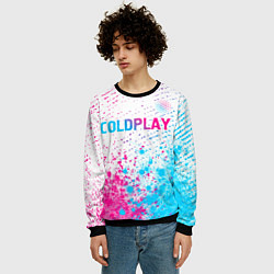 Свитшот мужской Coldplay neon gradient style посередине, цвет: 3D-черный — фото 2