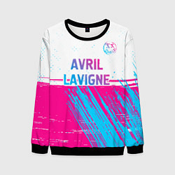 Свитшот мужской Avril Lavigne neon gradient style посередине, цвет: 3D-черный