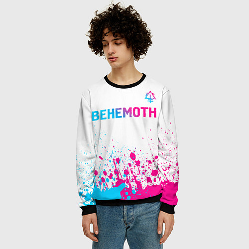 Мужской свитшот Behemoth neon gradient style посередине / 3D-Черный – фото 3