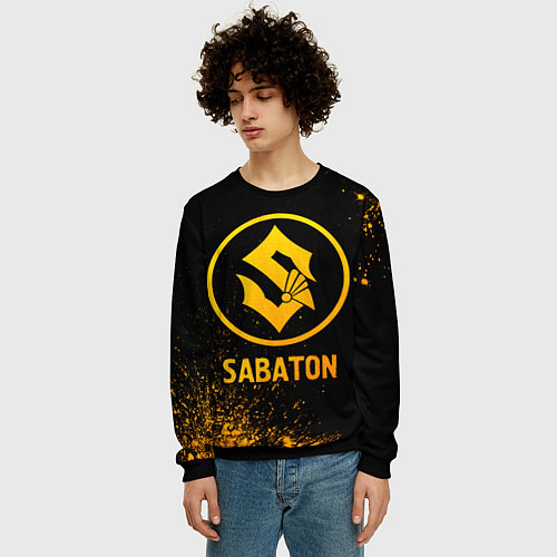 Мужской свитшот Sabaton - gold gradient / 3D-Черный – фото 3