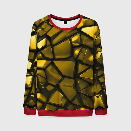 Мужской свитшот Золотые хромированные осколки / 3D-Красный – фото 1