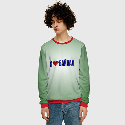 Мужской свитшот Я люблю Байкал / 3D-Красный – фото 3
