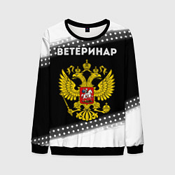 Свитшот мужской Ветеринар из России и герб РФ, цвет: 3D-черный