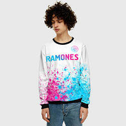 Свитшот мужской Ramones neon gradient style посередине, цвет: 3D-черный — фото 2
