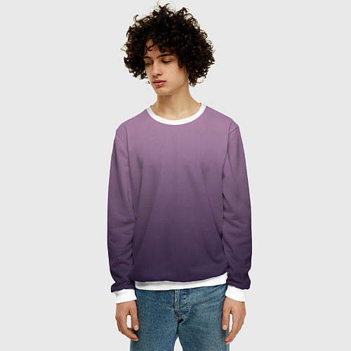 Мужской свитшот Градиент приглушенный фиолетовый / 3D-Белый – фото 3