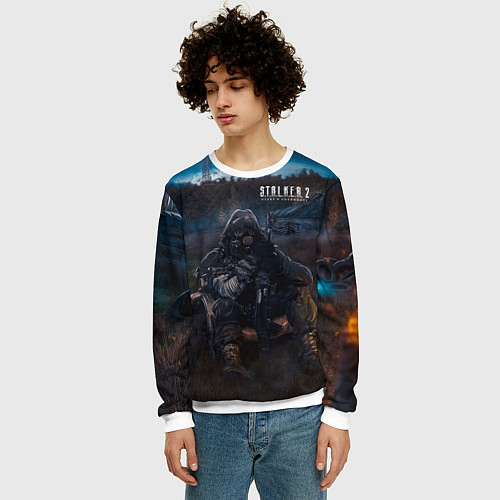 Мужской свитшот STALKER 2 на привале / 3D-Белый – фото 3